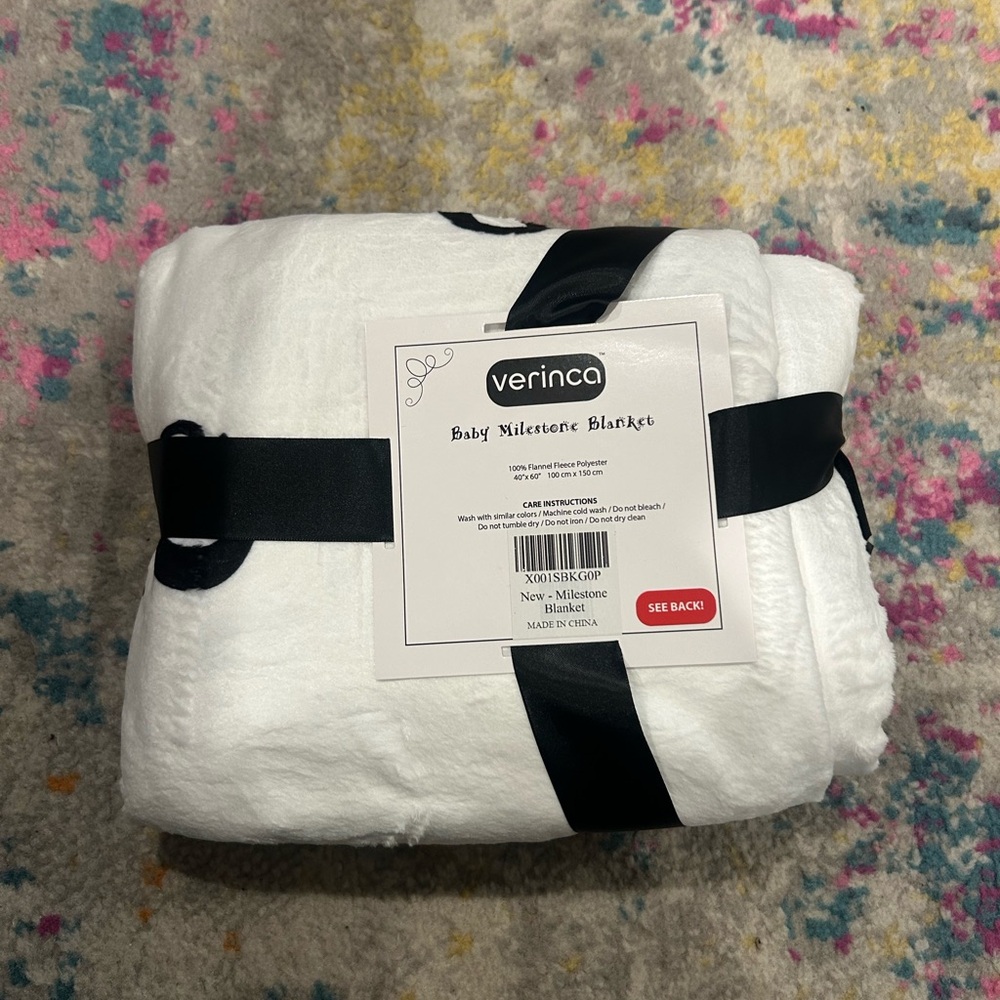 Soft White Baby Milestone Blanket